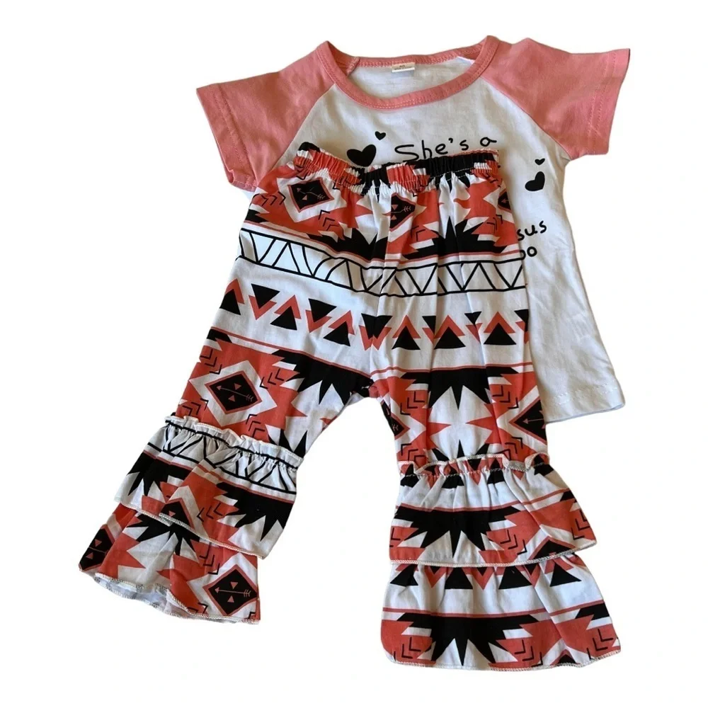 3 piece set size 18-24 months ruffle pants top headband